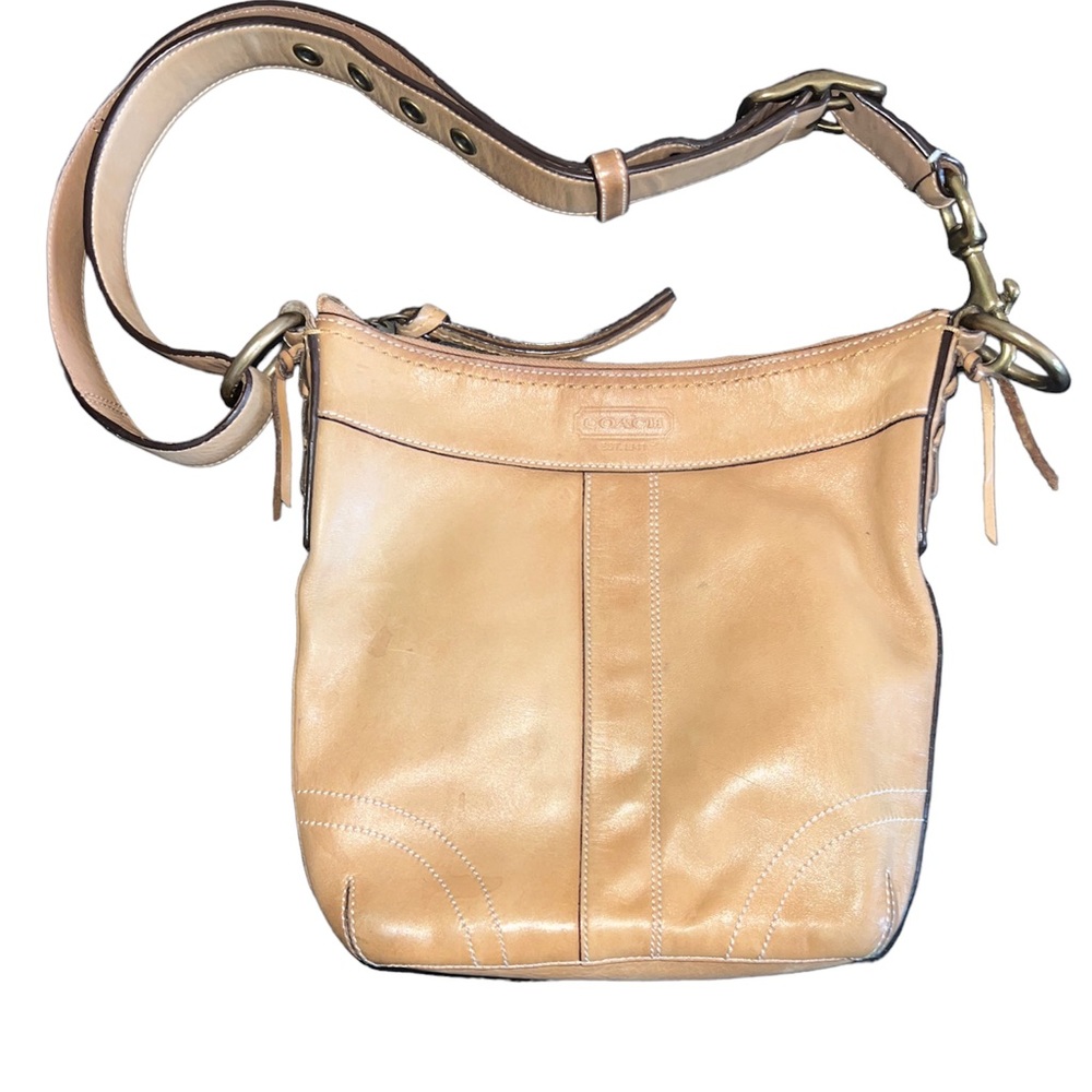 Coach Vintage Tan Leather Crossbody Shoulder Bag Gem